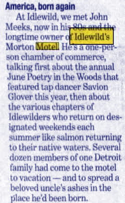 Mortons Motel - Jul 2002 Article On John Meeks